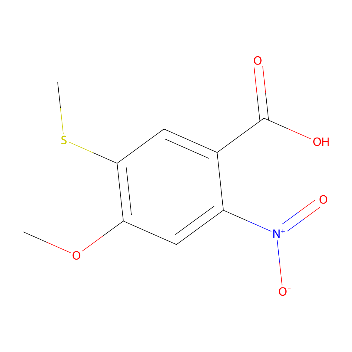 4-Methoxy-5-(methylsulfanyl)-2-nitrobenzoic acid molecular structure, CAS 1258640-38-8