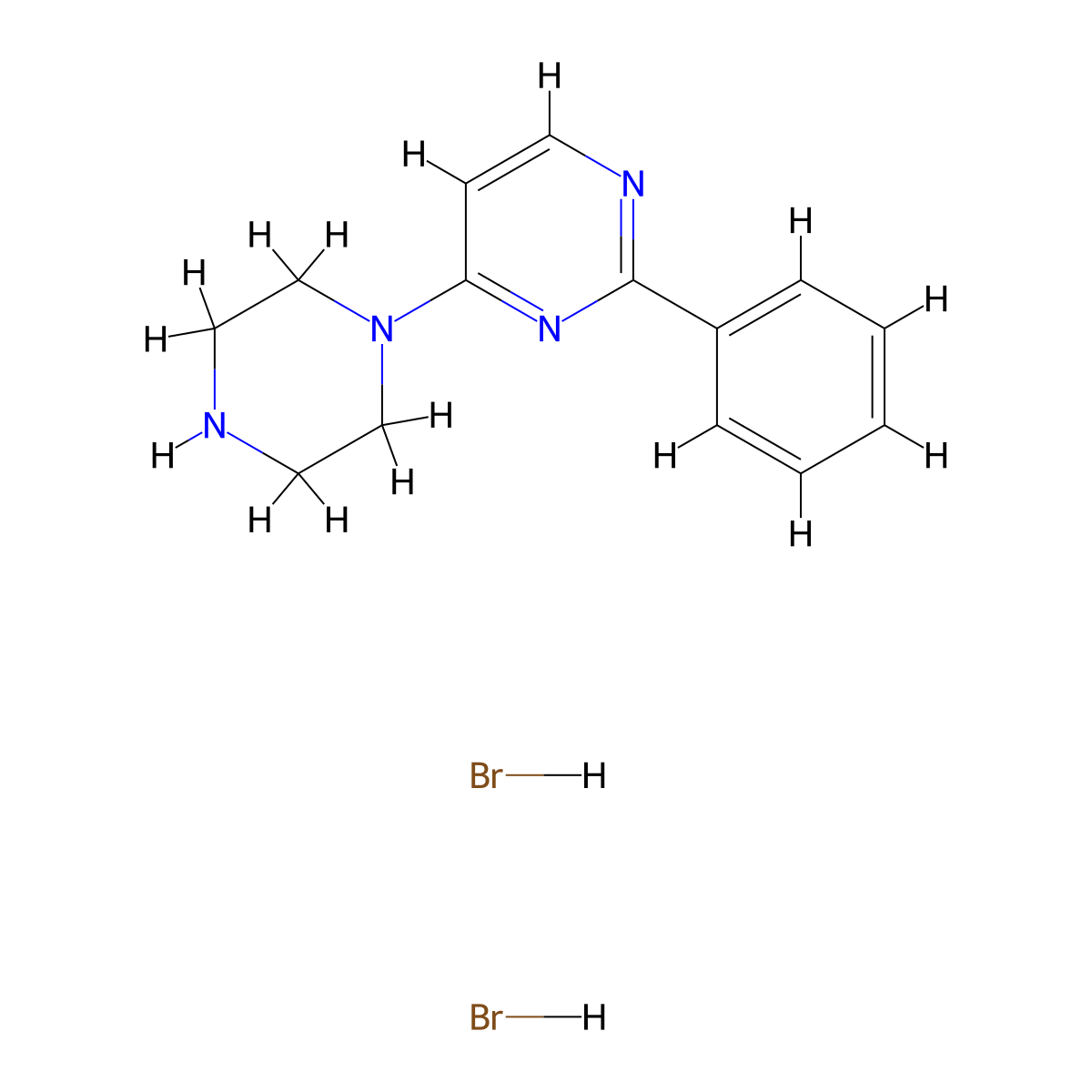 2-Phenyl-4-(piperazin-1-yl)pyrimidine dihydrobromide molecular structure, CAS 1258640-39-9