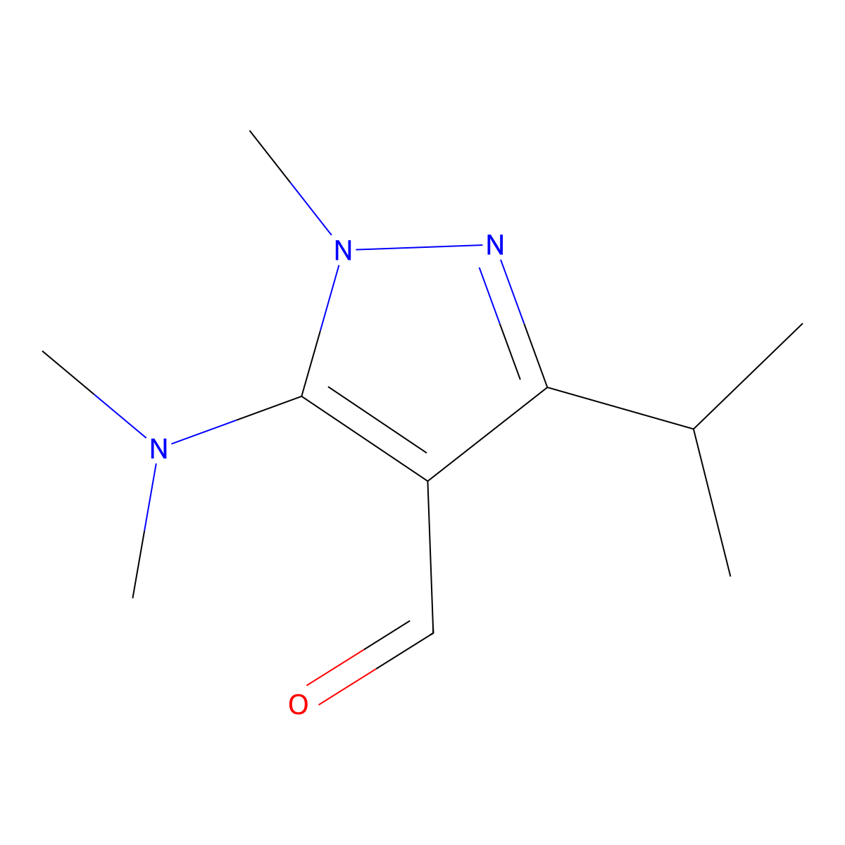 5-(dimethylamino)-1-methyl-3-(propan-2-yl)-1H-pyrazole-4-carbaldehyde molecular structure, CAS 1258640-42-4