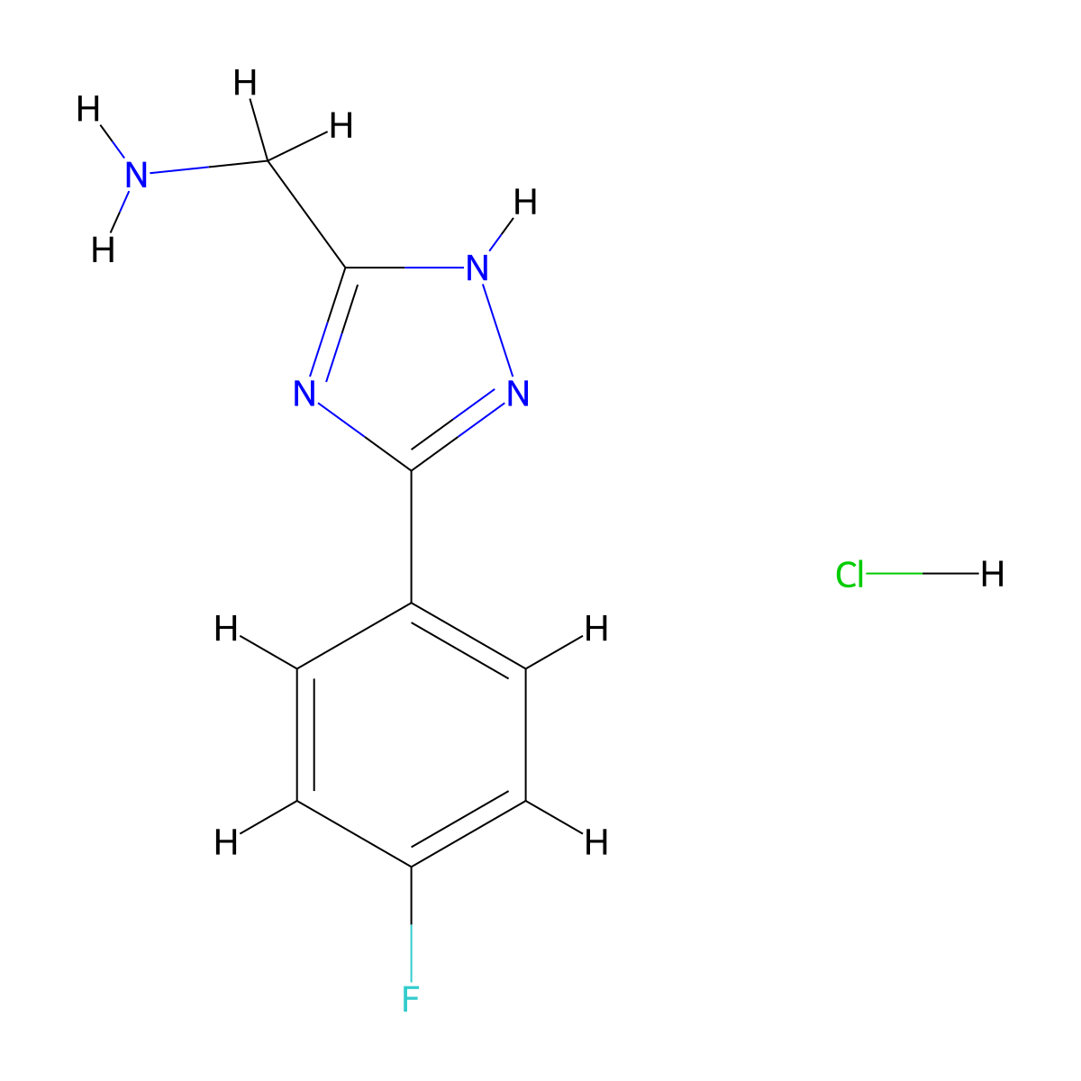 [3-(4-fluorophenyl)-1H-1,2,4-triazol-5-yl]methanamine hydrochloride molecular structure, CAS 1258640-50-4