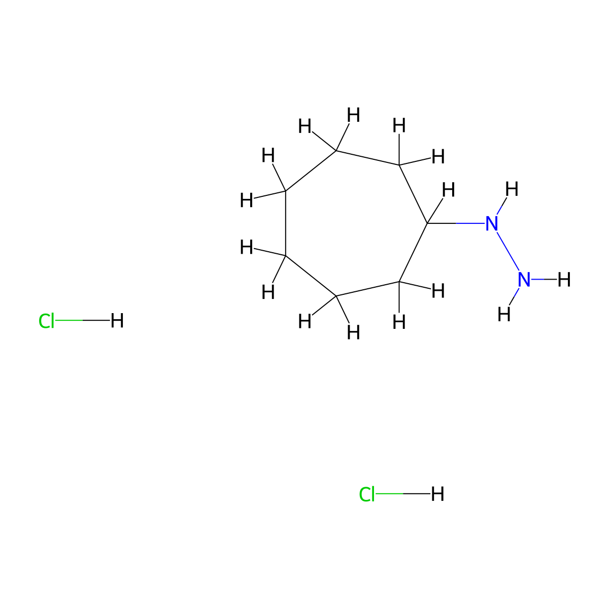 Cycloheptylhydrazine dihydrochloride molecular structure, CAS 1258640-59-3
