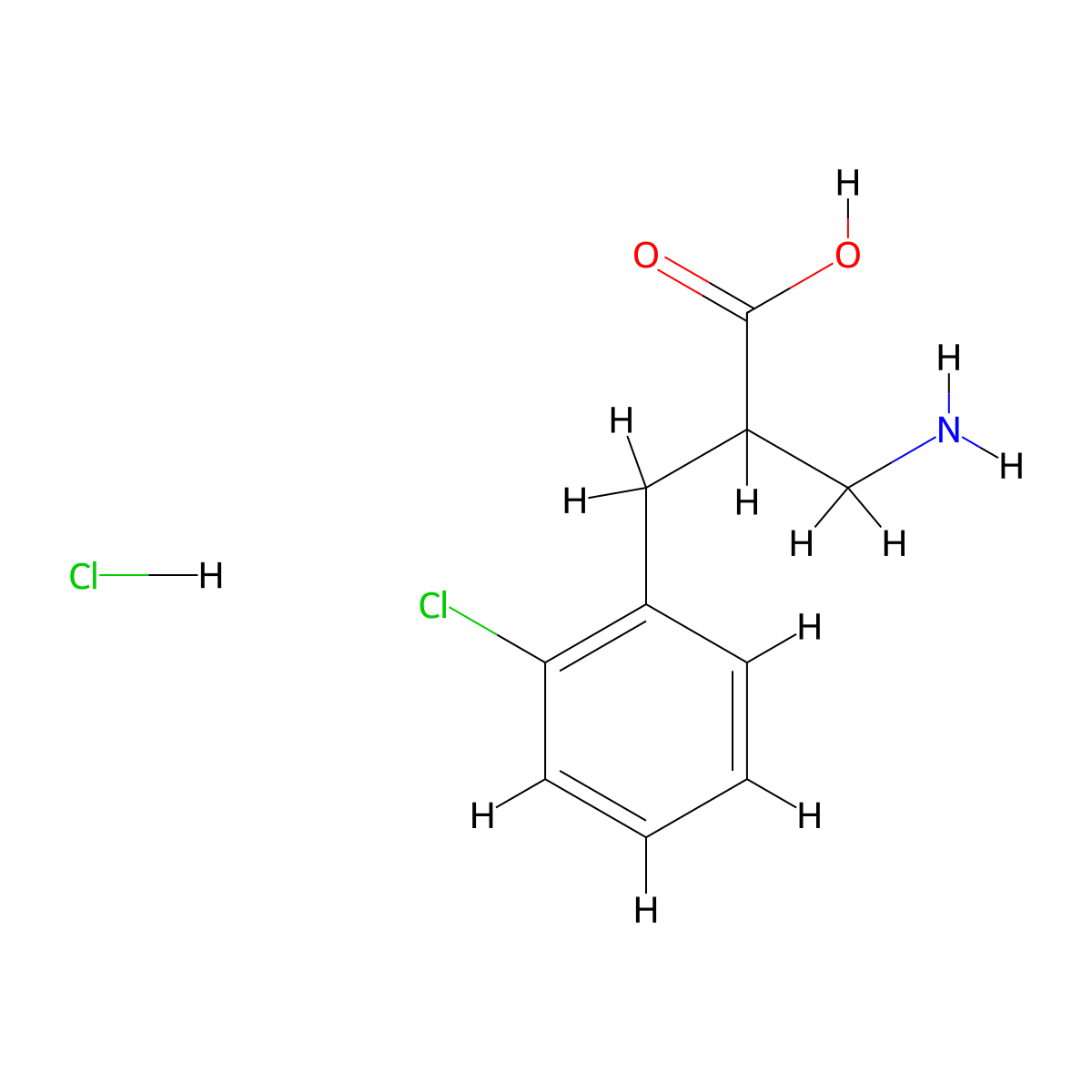3-Amino-2-[(2-chlorophenyl)methyl]propanoic acid hydrochloride molecular structure, CAS 1258640-62-8