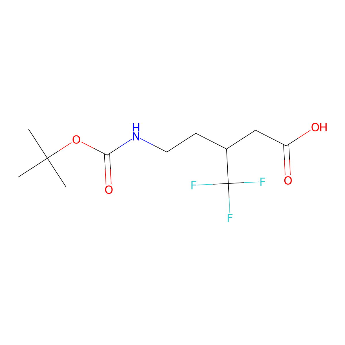 5-(((Tert-butoxy)carbonyl)amino)-3-(trifluoromethyl)pentanoic acid molecular structure, CAS 1258640-67-3