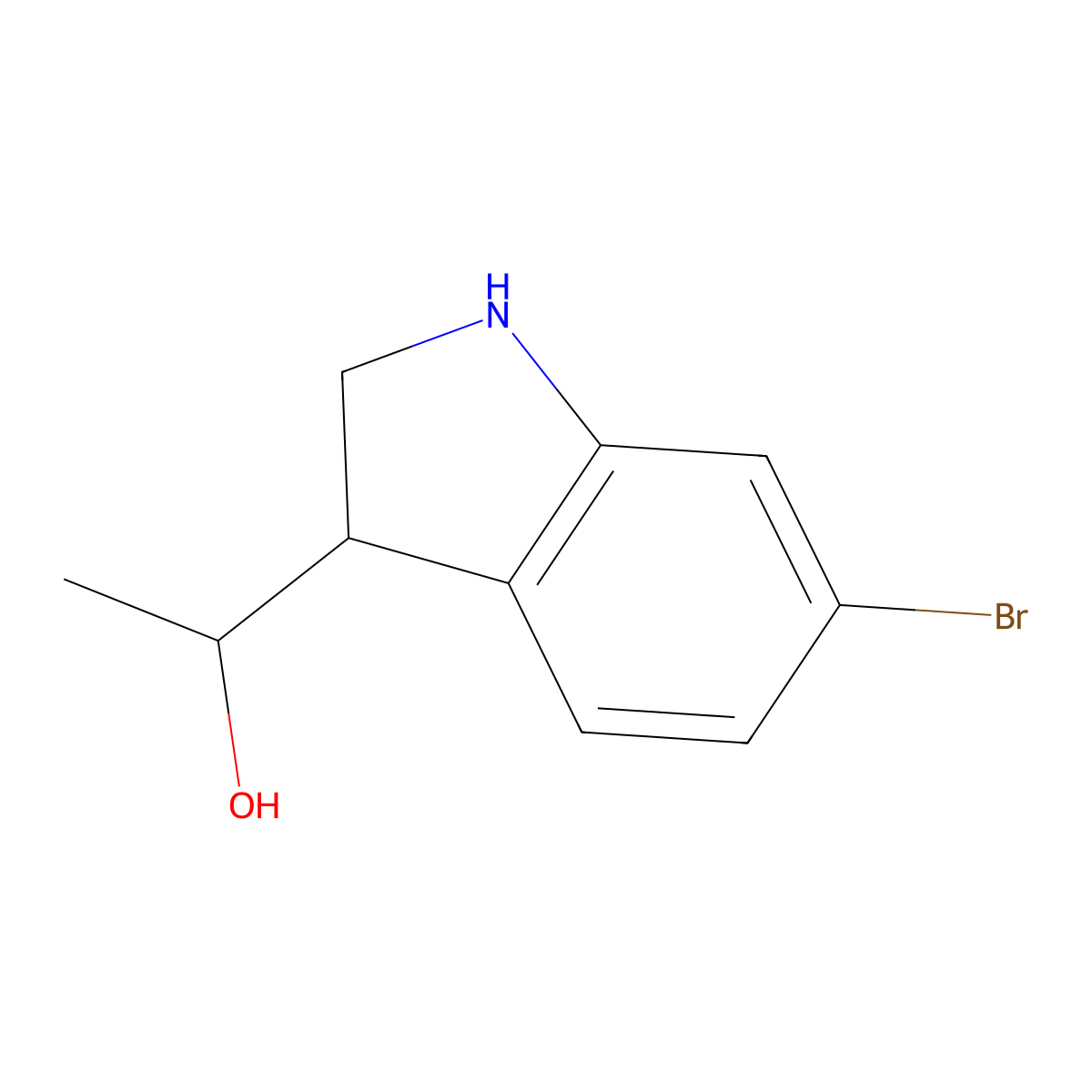 1-(6-bromo-2,3-dihydro-1H-indol-3-yl)ethan-1-ol molecular structure, CAS 1258640-73-1