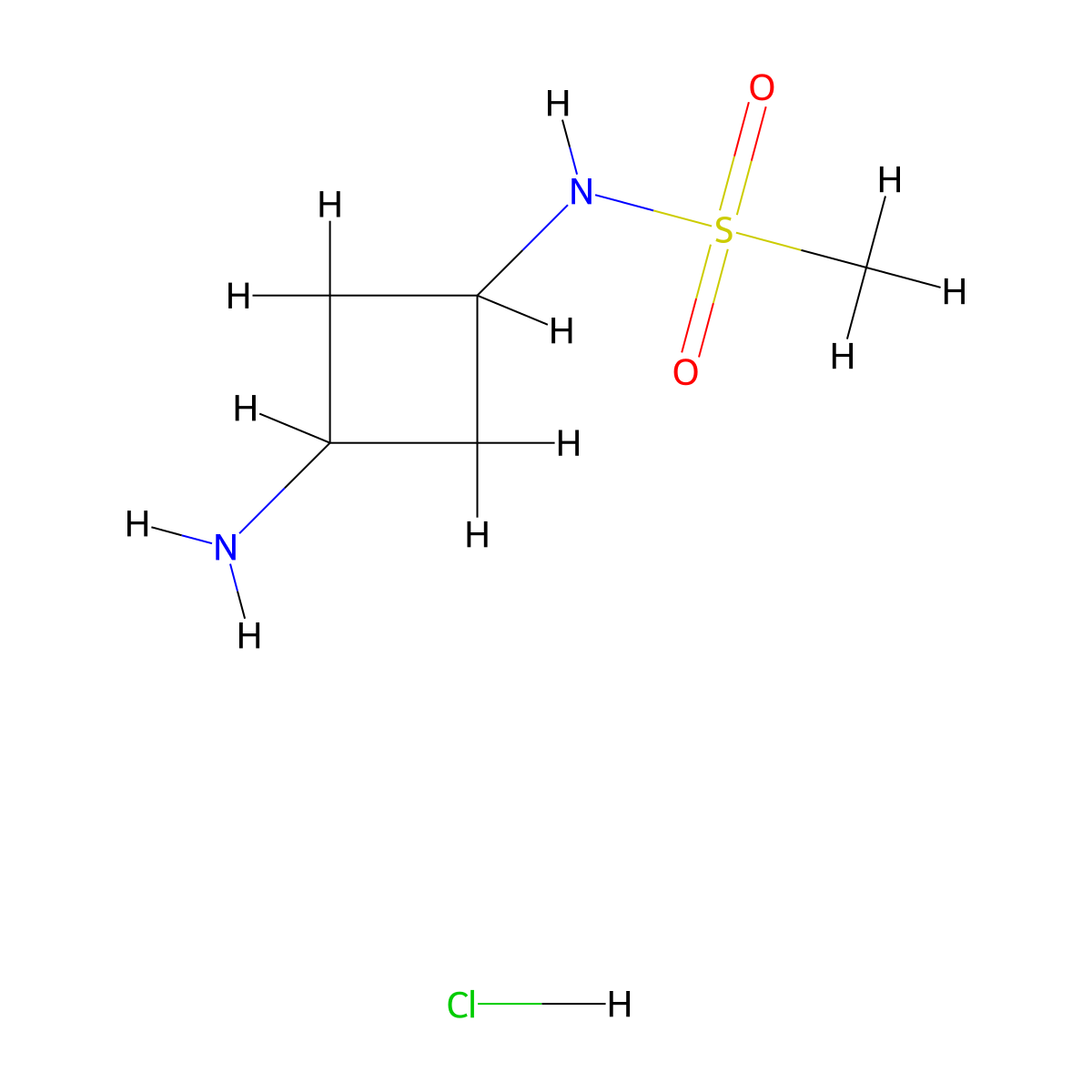 N-(3-aminocyclobutyl)methanesulfonamide hydrochloride molecular structure, CAS 1258640-74-2