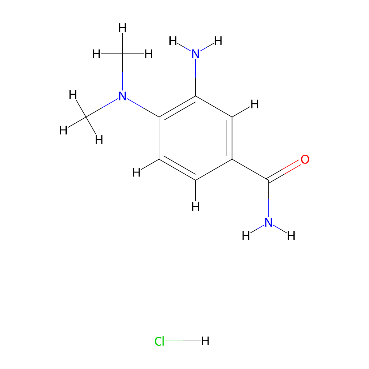 3-Amino-4-(dimethylamino)benzamide hydrochloride molecular structure, CAS 1258640-75-3