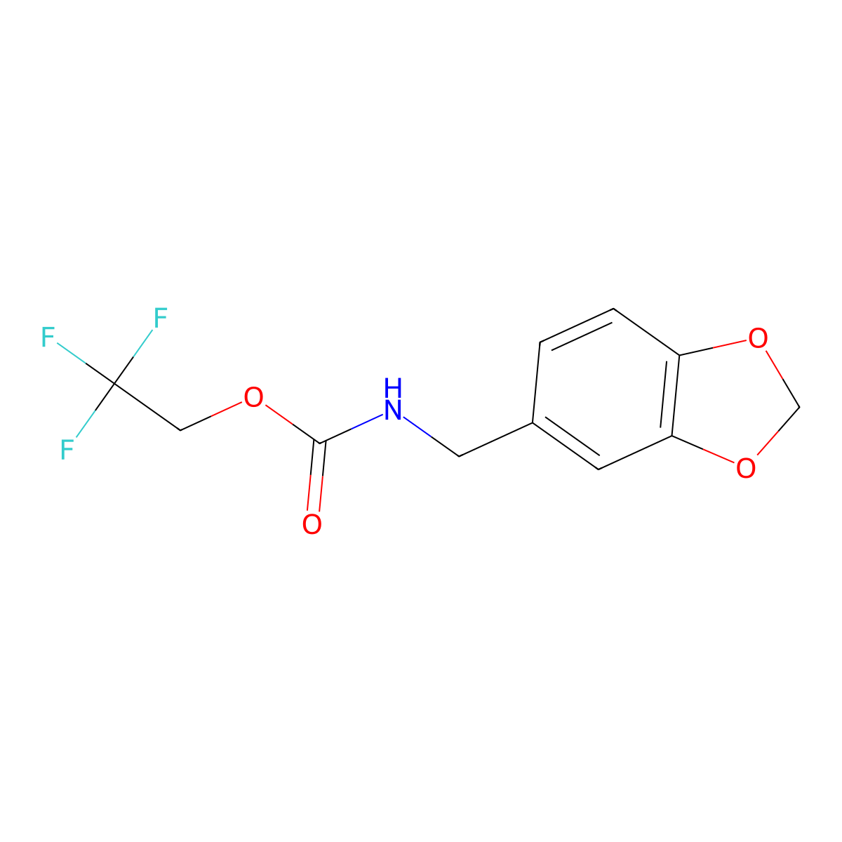 2,2,2-trifluoroethyl N-(2H-1,3-benzodioxol-5-ylmethyl)carbamate molecular structure, CAS 1258640-81-1