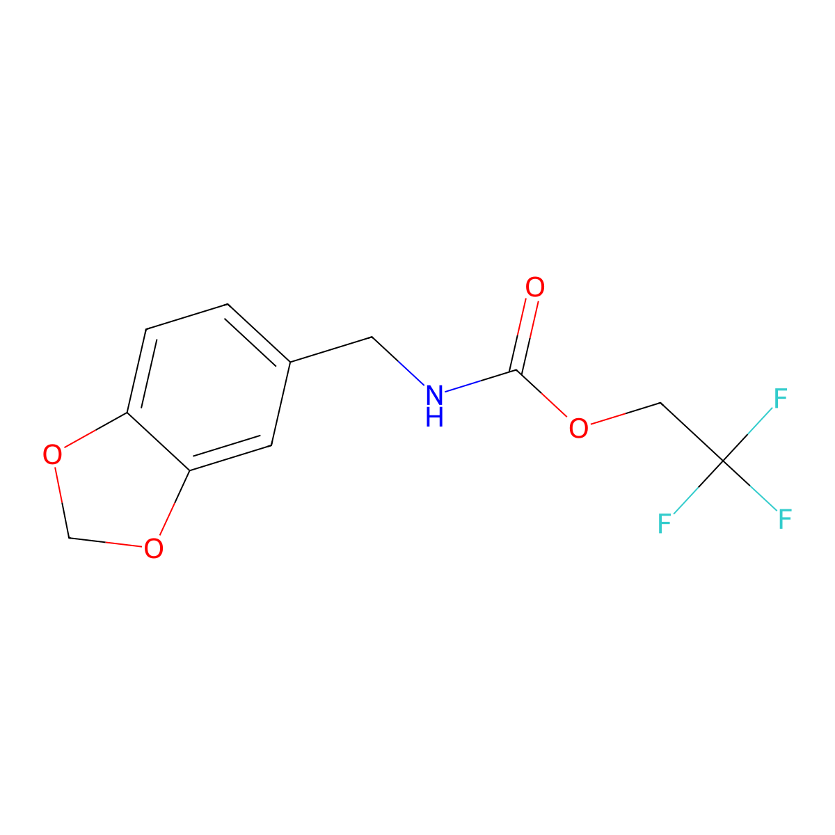 2,2,2-trifluoroethyl N-(2H-1,3-benzodioxol-5-ylmethyl)carbamate molecular structure, CAS 1258640-81-1