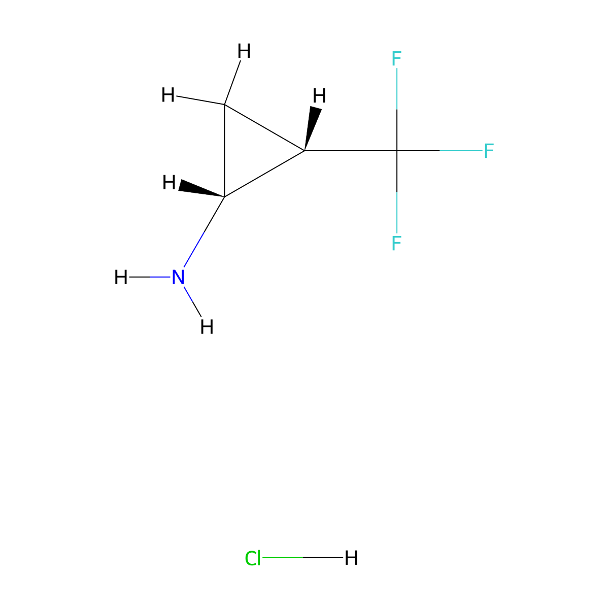 rac-(1R,2S)-2-(trifluoromethyl)cyclopropan-1-amine hydrochloride molecular structure, CAS 1258640-83-3