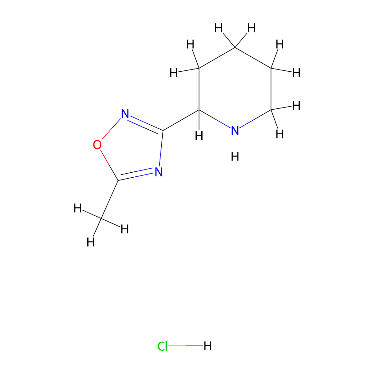 2-(5-Methyl-1,2,4-oxadiazol-3-yl)piperidine hydrochloride molecular structure, CAS 1258640-84-4