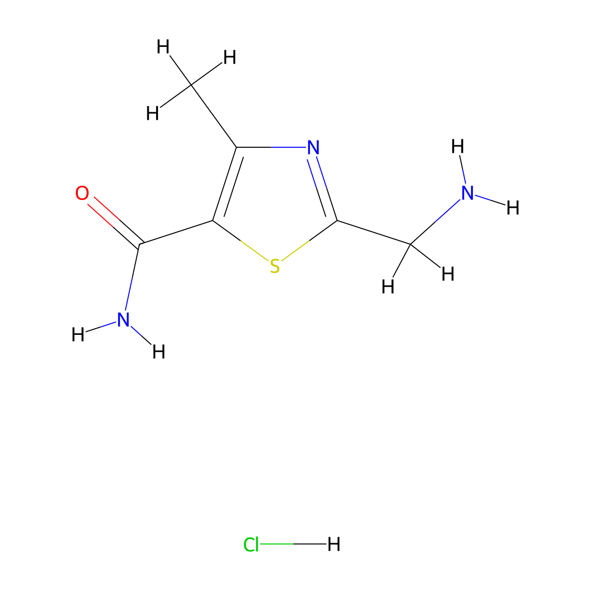 2-(Aminomethyl)-4-methyl-1,3-thiazole-5-carboxamide hydrochloride molecular structure, CAS 1258640-89-9