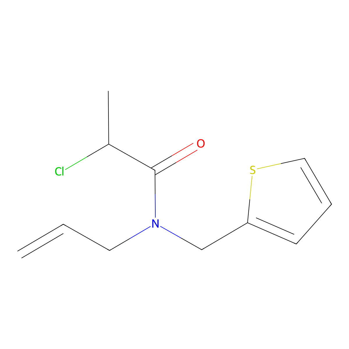 2-chloro-N-(prop-2-en-1-yl)-N-(thiophen-2-ylmethyl)propanamide molecular structure, CAS 1258640-92-4