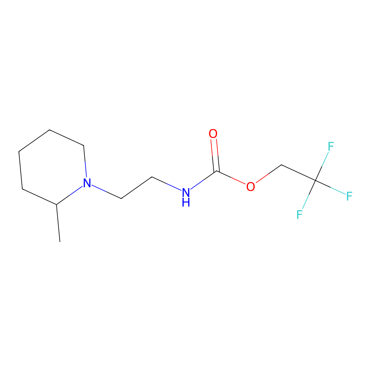 2,2,2-trifluoroethyl N-(2-(2-methylpiperidin-1-yl)ethyl)carbamate molecular structure, CAS 1258640-94-6