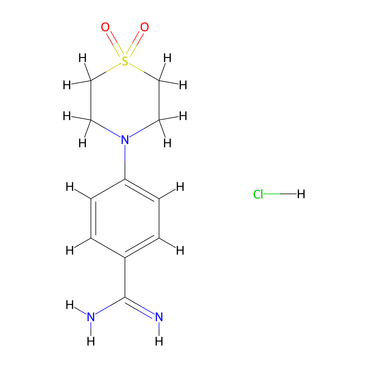 4-(1,1-Dioxo-1lambda6-thiomorpholin-4-yl)benzene-1-carboximidamide hydrochloride molecular structure, CAS 1258640-96-8