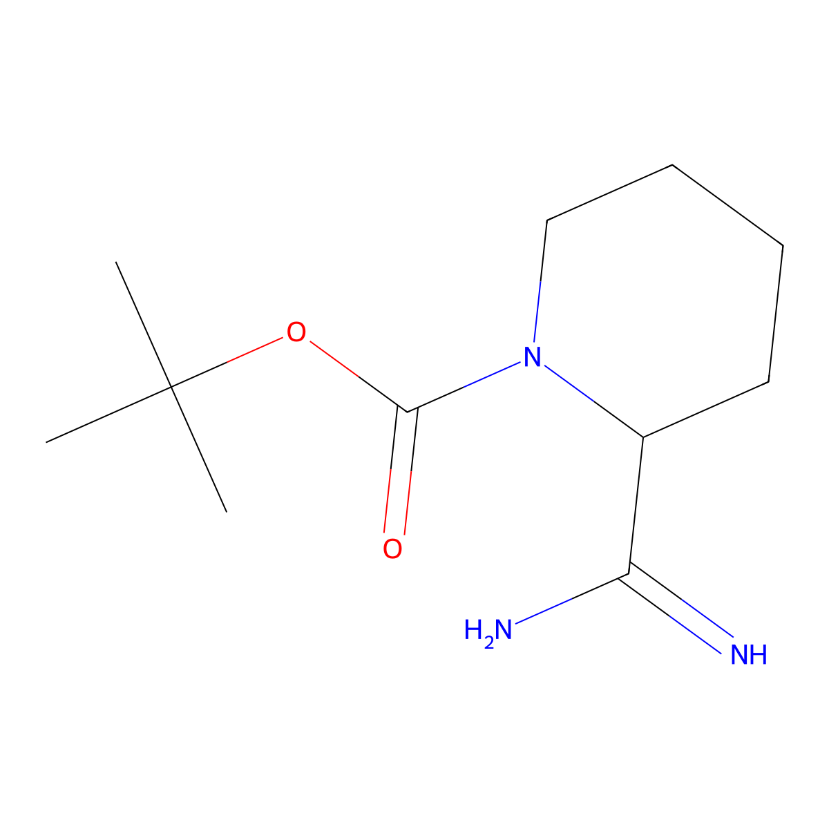 Tert-butyl 2-carbamimidoylpiperidine-1-carboxylate molecular structure, CAS 1258640-98-0
