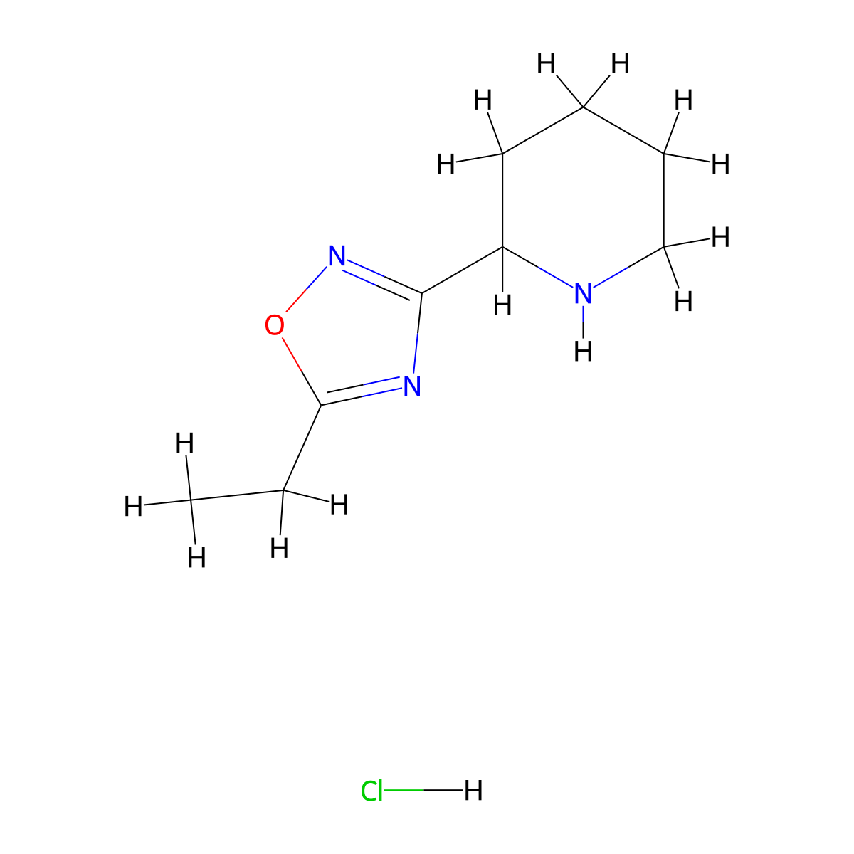 2-(5-Ethyl-1,2,4-oxadiazol-3-yl)piperidine hydrochloride molecular structure, CAS 1258641-02-9