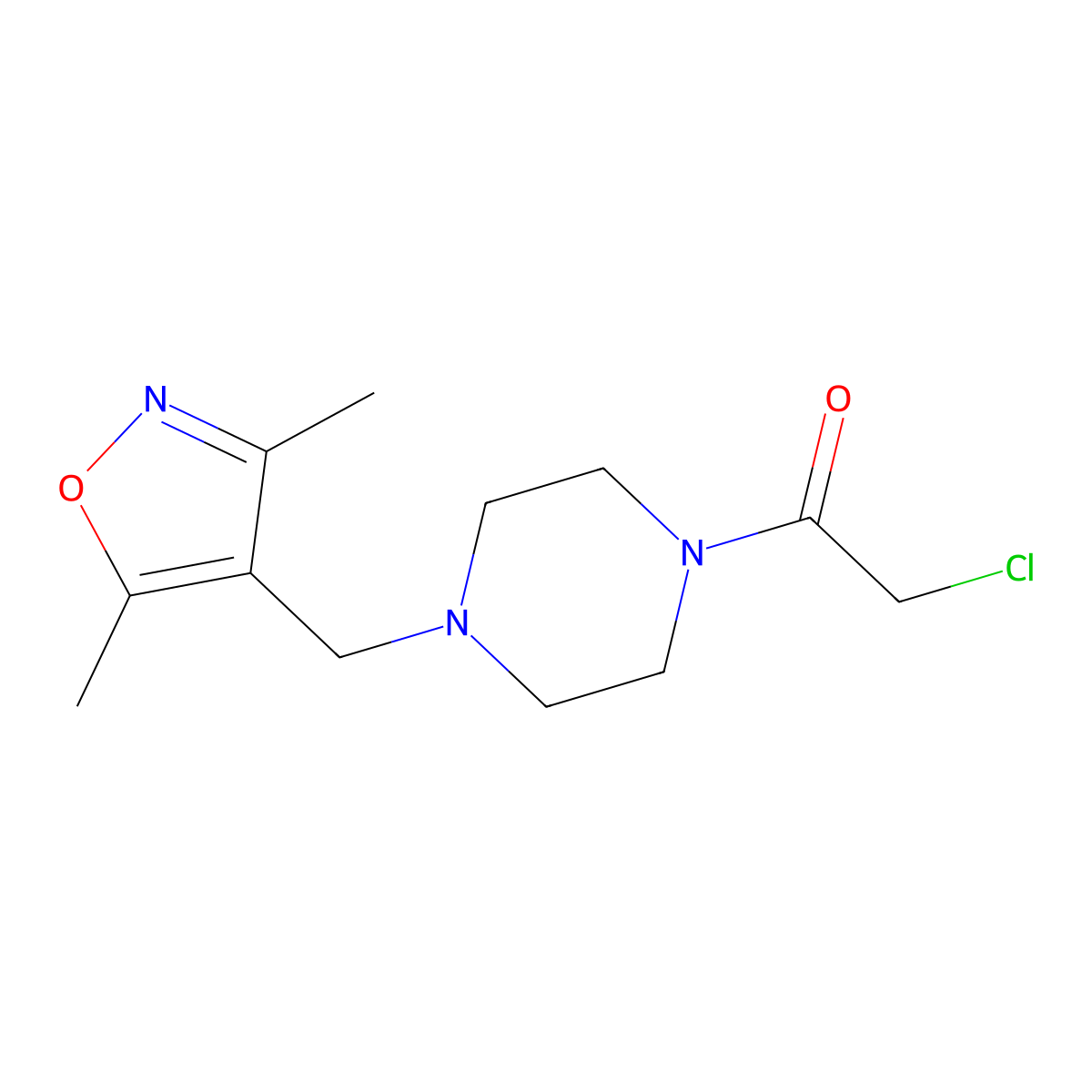 2-Chloro-1-{4-[(dimethyl-1,2-oxazol-4-yl)methyl]piperazin-1-yl}ethan-1-one molecular structure, CAS 1258641-04-1