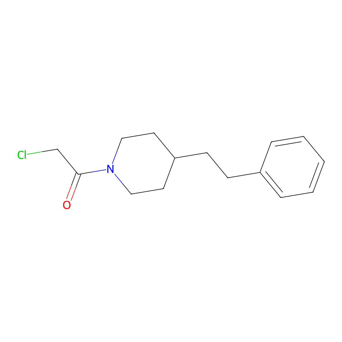 2-Chloro-1-[4-(2-phenylethyl)piperidin-1-yl]ethan-1-one molecular structure, CAS 1258641-06-3