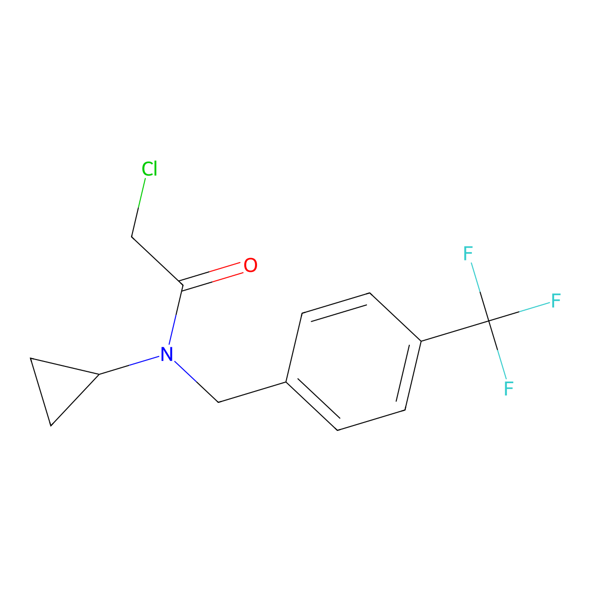 2-chloro-N-cyclopropyl-N-{[4-(trifluoromethyl)phenyl]methyl}acetamide molecular structure, CAS 1258641-07-4