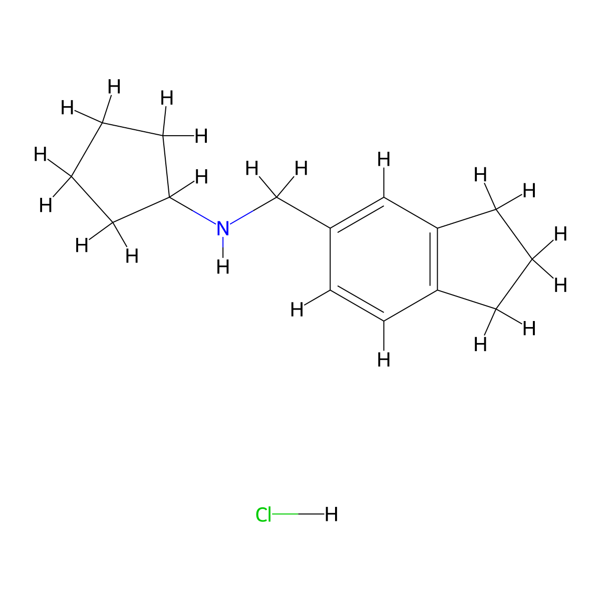 N-(2,3-dihydro-1H-inden-5-ylmethyl)cyclopentanamine hydrochloride molecular structure, CAS 1258641-08-5