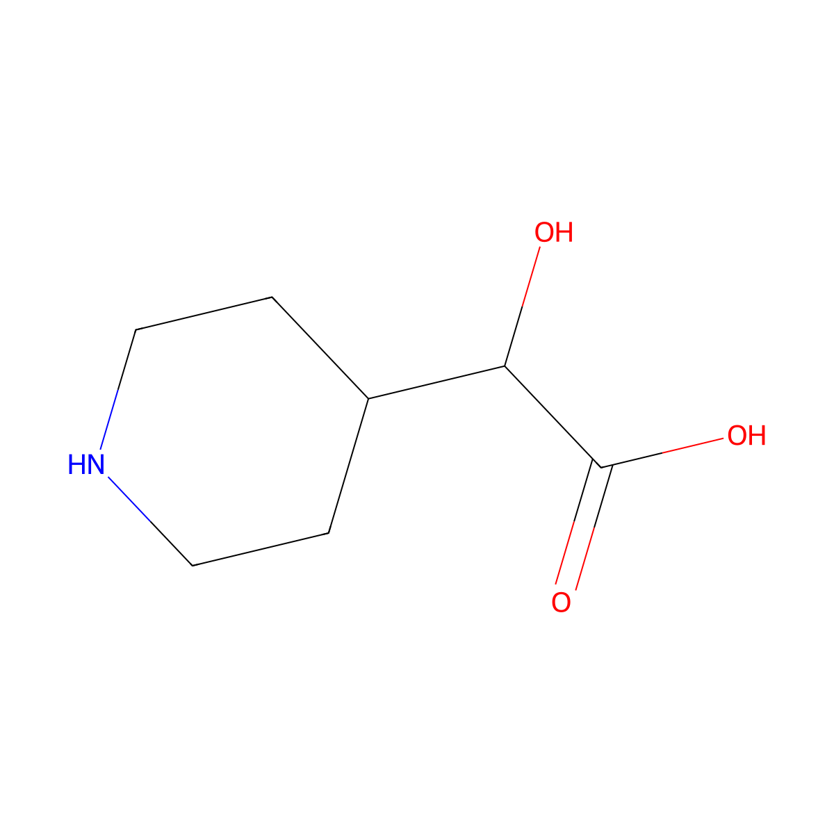 2-Hydroxy-2-(piperidin-4-yl)acetic acid molecular structure, CAS 1258641-10-9