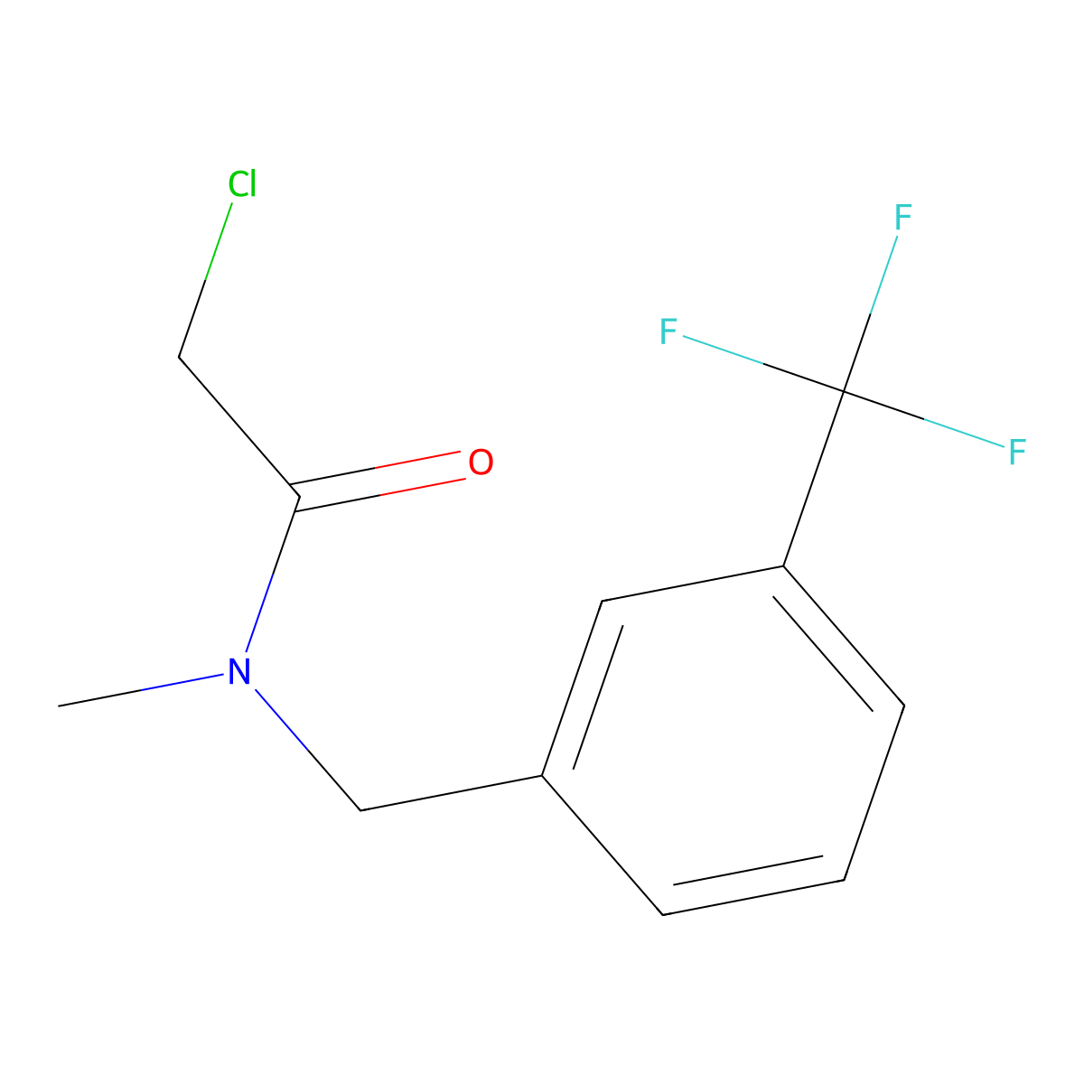 2-chloro-N-methyl-N-{[3-(trifluoromethyl)phenyl]methyl}acetamide molecular structure, CAS 1258641-12-1