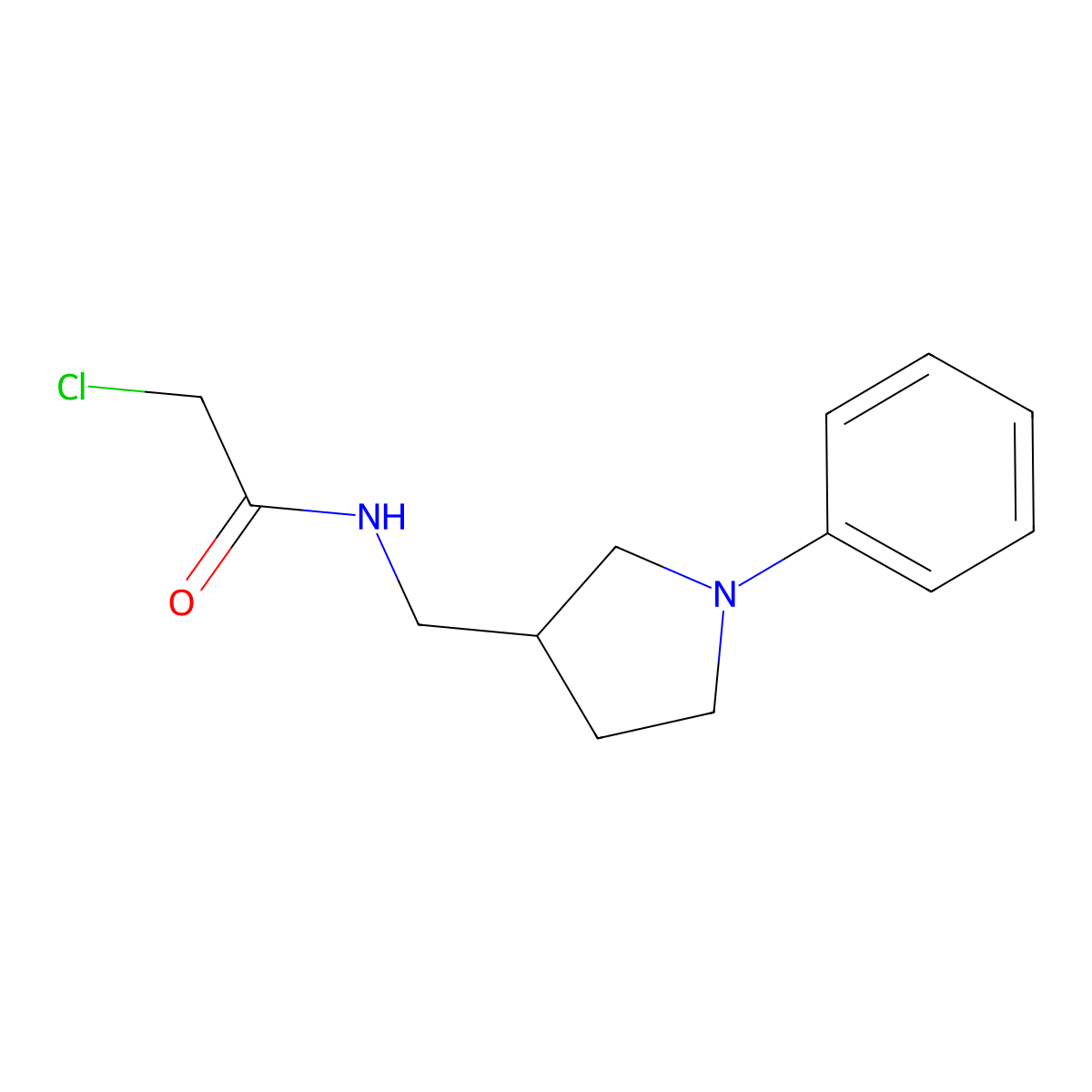 2-chloro-N-[(1-phenylpyrrolidin-3-yl)methyl]acetamide molecular structure, CAS 1258641-14-3