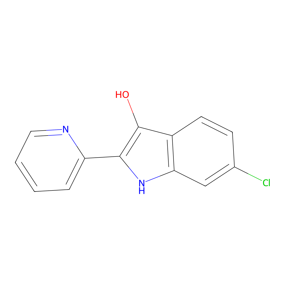 6-chloro-2-(pyridin-2-yl)-1H-indol-3-ol molecular structure, CAS 1258641-24-5