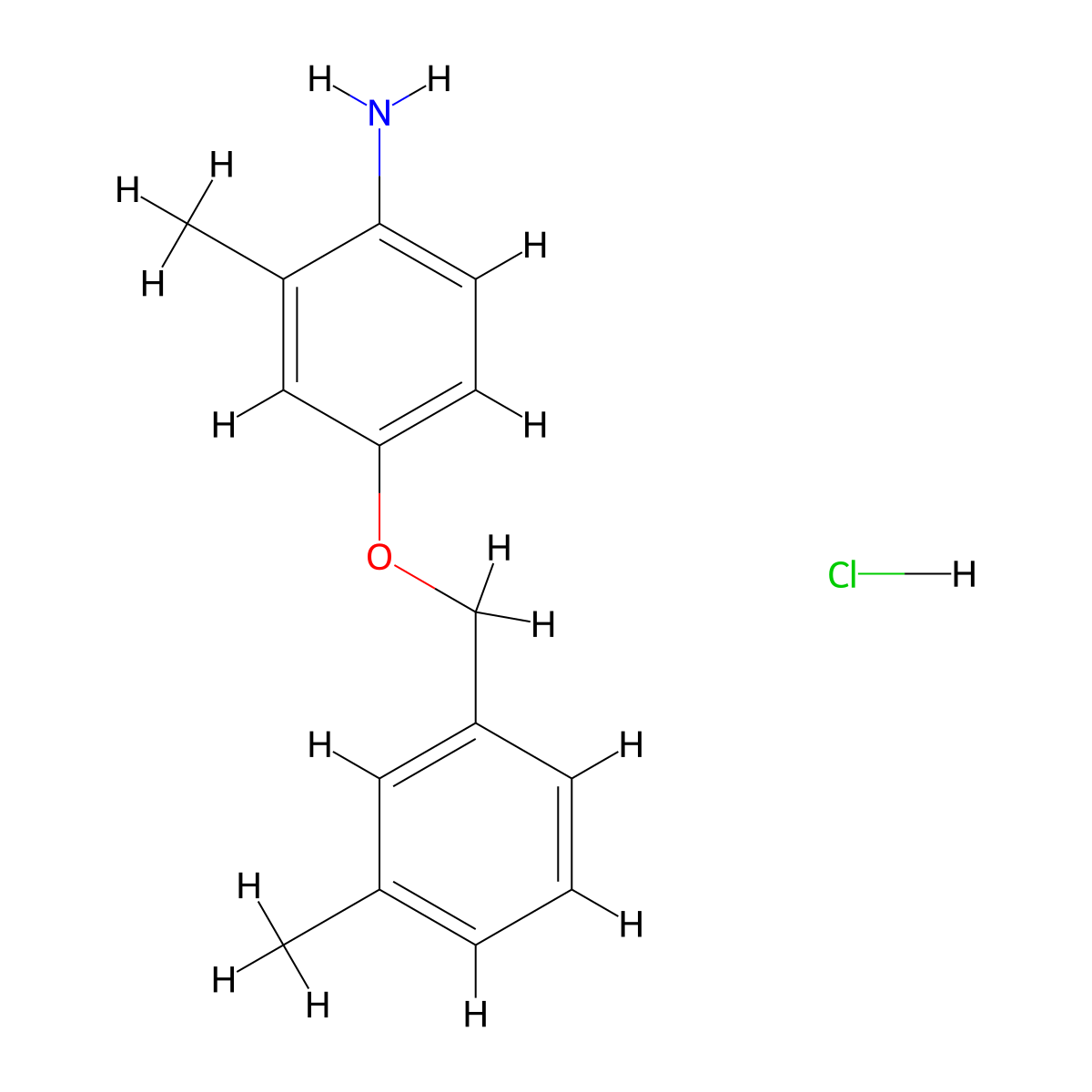 2-Methyl-4-[(3-methylphenyl)methoxy]aniline hydrochloride molecular structure, CAS 1258641-26-7