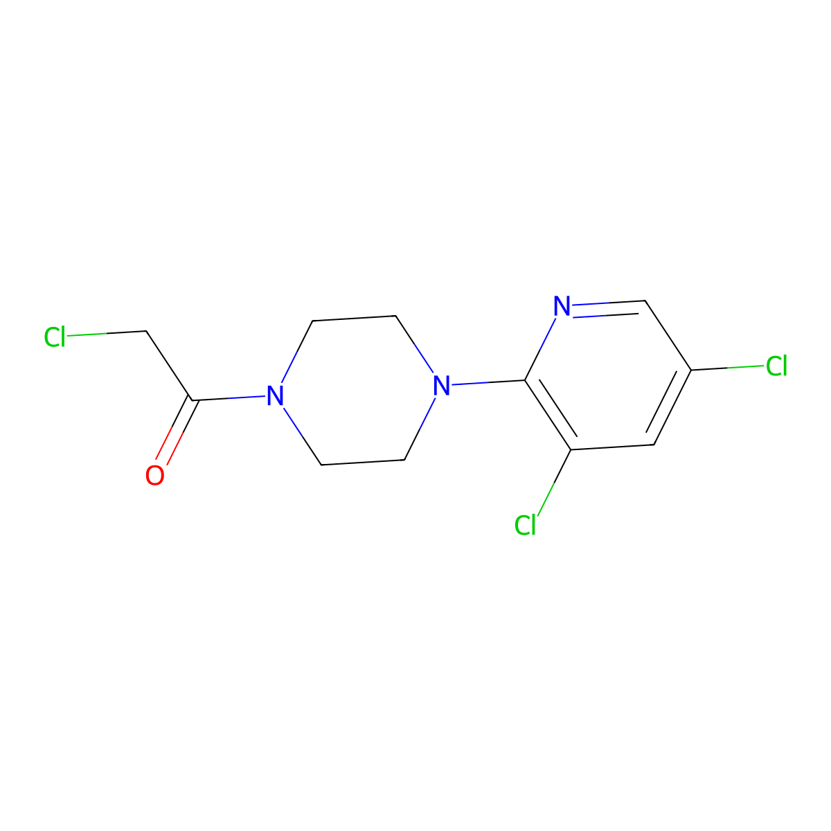 2-Chloro-1-[4-(3,5-dichloropyridin-2-yl)piperazin-1-yl]ethan-1-one molecular structure, CAS 1258641-27-8