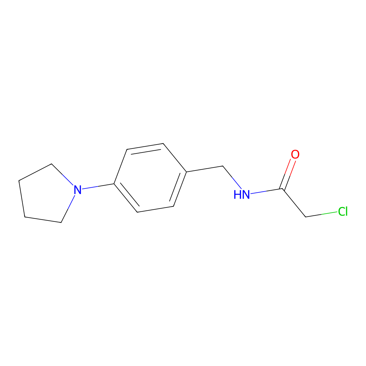 2-chloro-N-{[4-(pyrrolidin-1-yl)phenyl]methyl}acetamide molecular structure, CAS 1258641-30-3