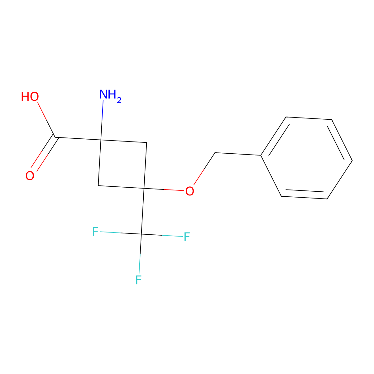 1-Amino-3-(benzyloxy)-3-(trifluoromethyl)cyclobutane-1-carboxylic acid molecular structure, CAS 1258641-31-4