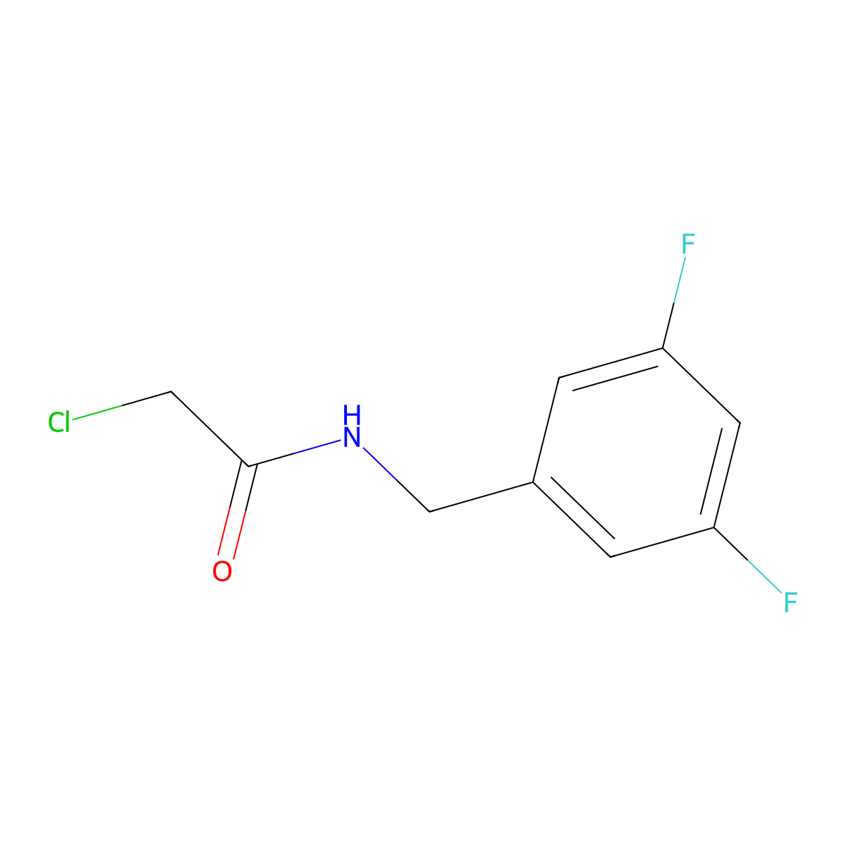 2-chloro-N-[(3,5-difluorophenyl)methyl]acetamide molecular structure, CAS 1258641-35-8