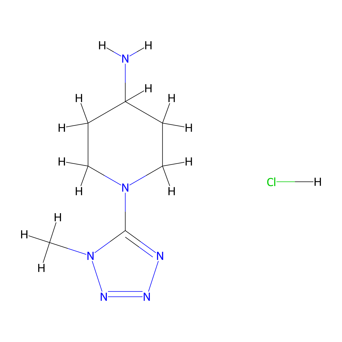 1-(1-methyl-1H-1,2,3,4-tetrazol-5-yl)piperidin-4-amine hydrochloride molecular structure, CAS 1258641-36-9