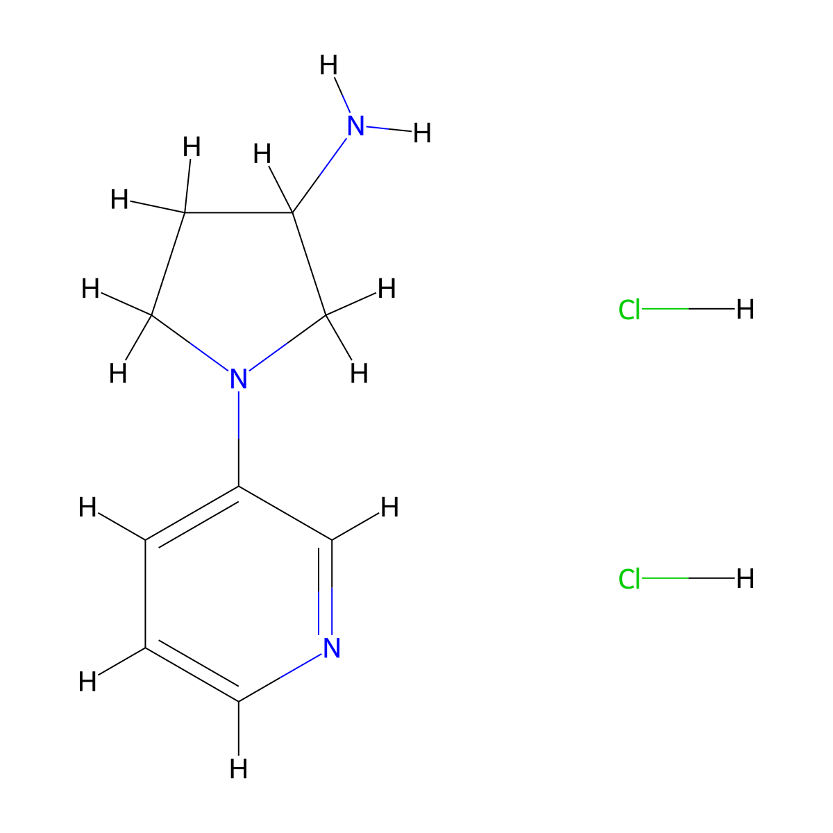 1-(Pyridin-3-yl)pyrrolidin-3-amine dihydrochloride molecular structure, CAS 1258641-38-1