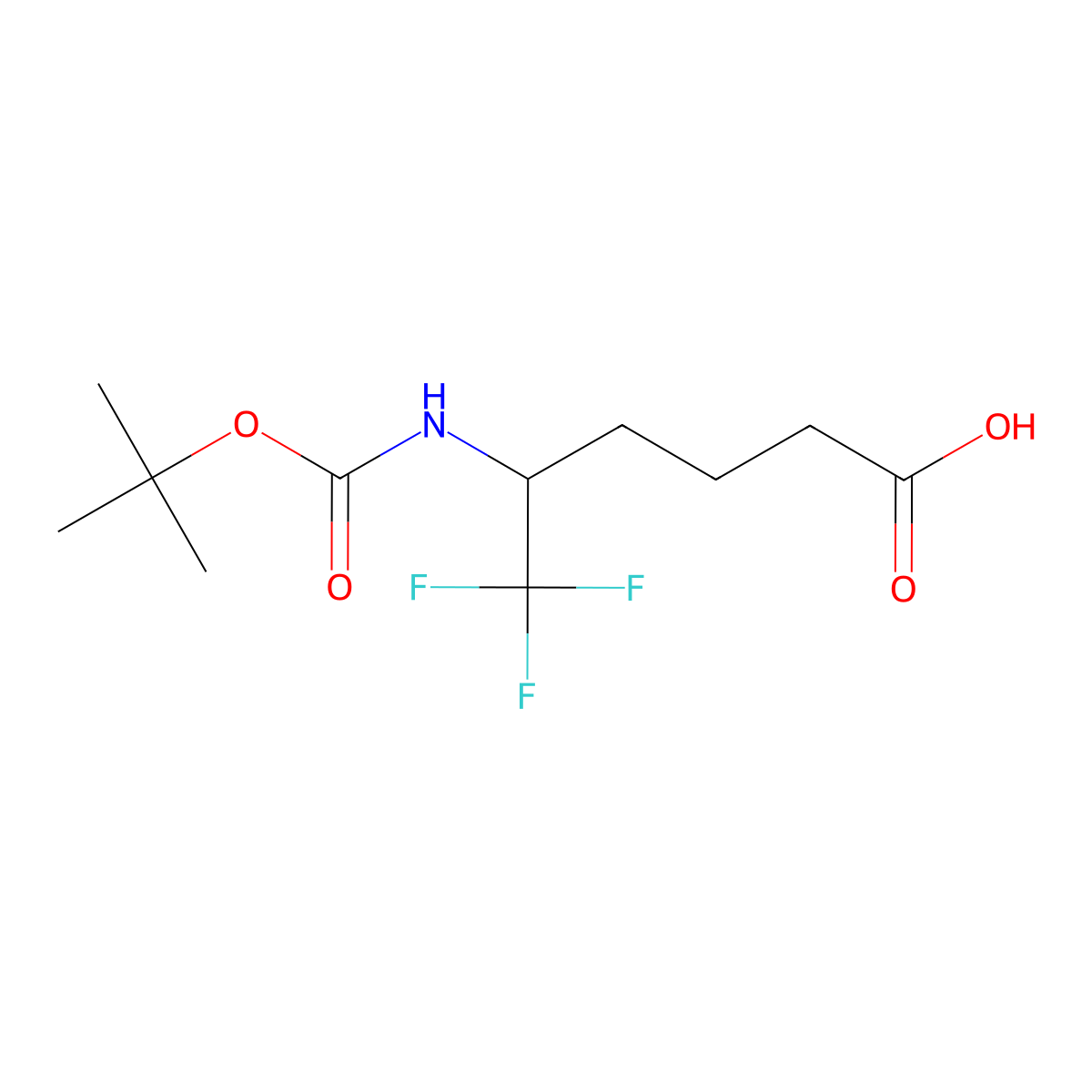 5-{[(Tert-butoxy)carbonyl]amino}-6,6,6-trifluorohexanoic acid molecular structure, CAS 1258641-45-0