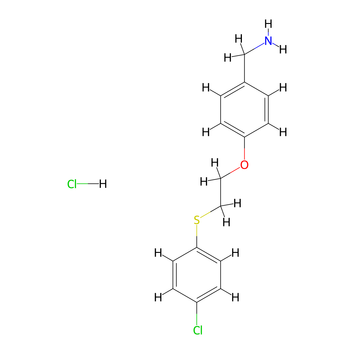 1-(4-{2-[(4-Chlorophenyl)sulfanyl]ethoxy}phenyl)methanamine hydrochloride molecular structure, CAS 1258641-46-1