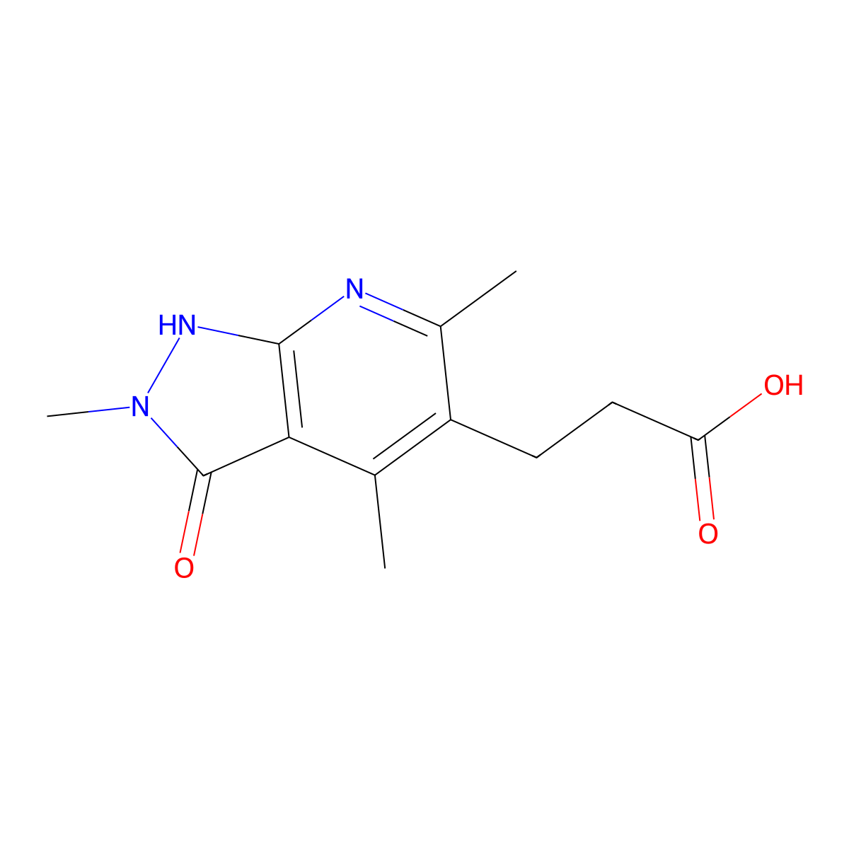3-{2,4,6-trimethyl-3-oxo-1H,2H,3H-pyrazolo[3,4-b]pyridin-5-yl}propanoic acid molecular structure, CAS 1258641-48-3