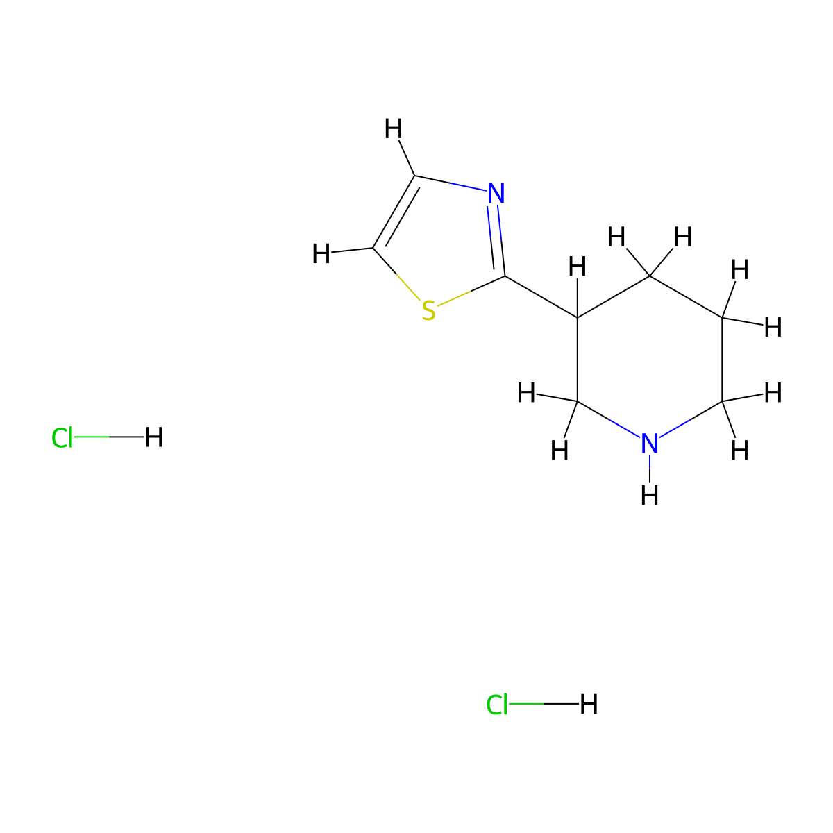 3-(1,3-Thiazol-2-yl)piperidine dihydrochloride molecular structure, CAS 1258641-49-4