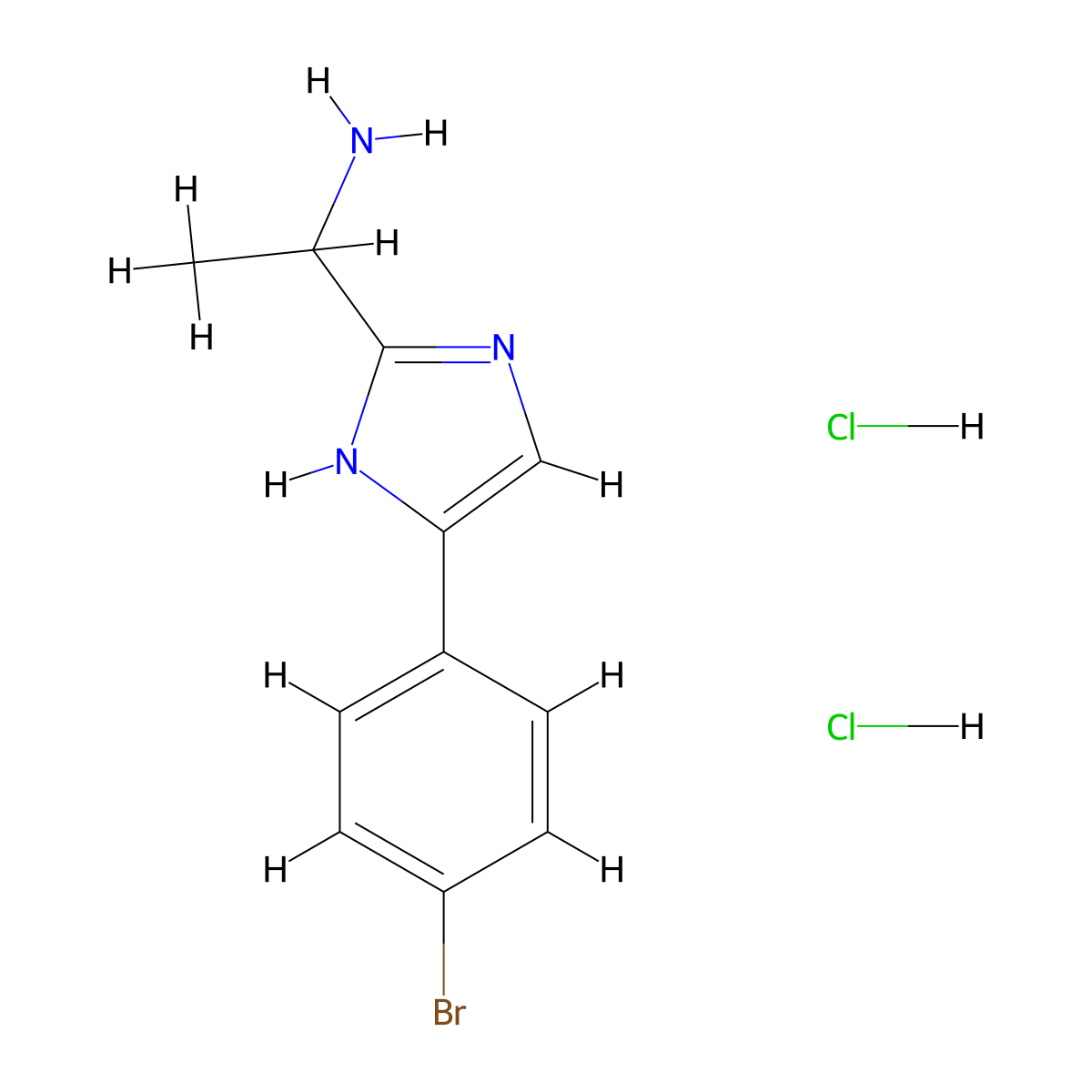 1-(4-(4-bromophenyl)-1H-imidazol-2-yl)ethan-1-amine dihydrochloride molecular structure, CAS 1258649-55-6