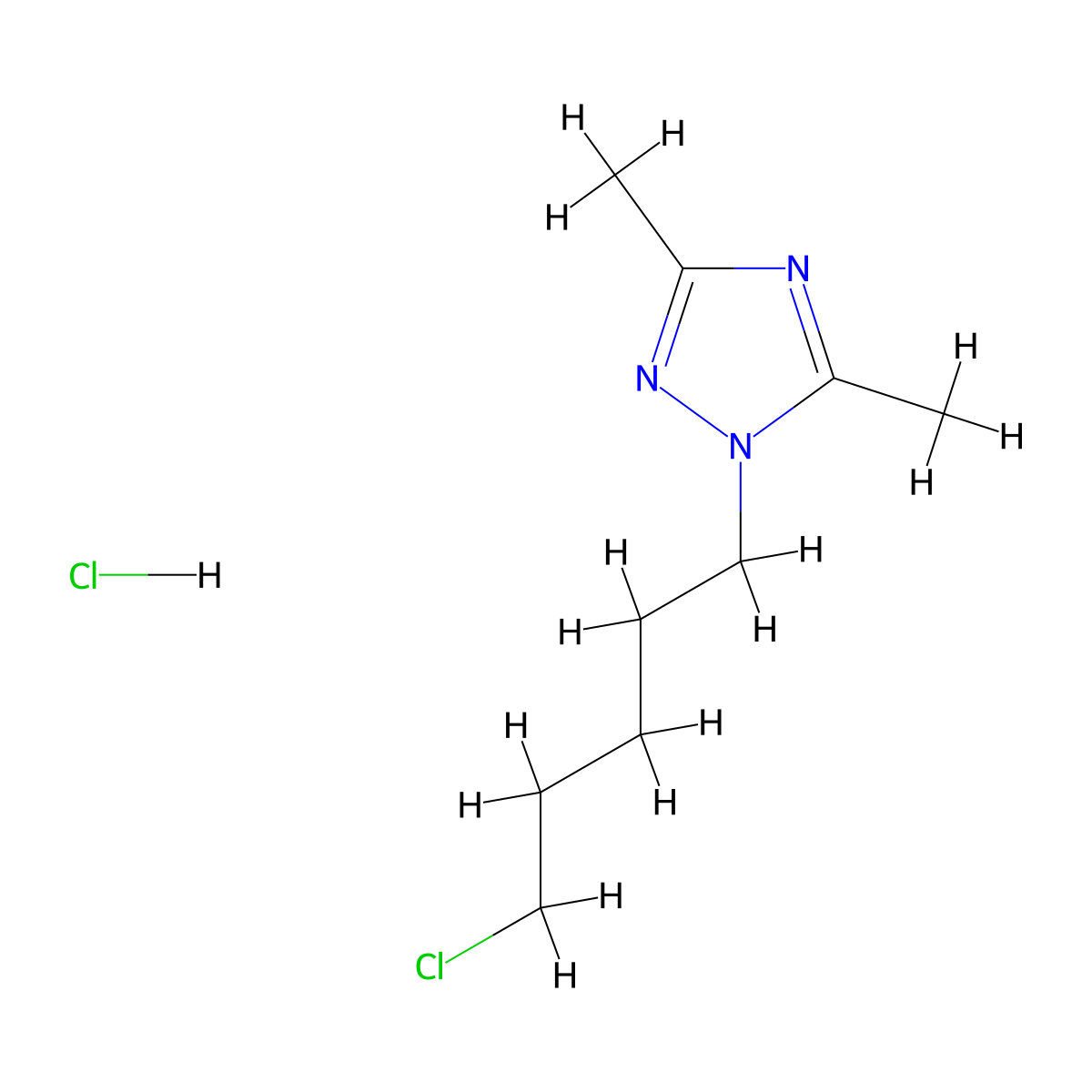 1-(5-chloropentyl)-3,5-dimethyl-1H-1,2,4-triazole hydrochloride molecular structure, CAS 1258649-57-8