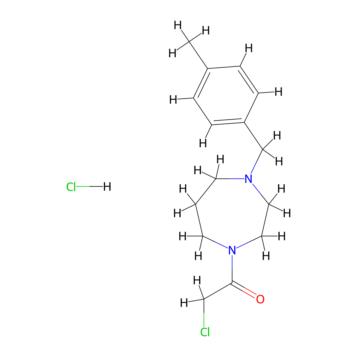 2-Chloro-1-{4-[(4-methylphenyl)methyl]-1,4-diazepan-1-yl}ethan-1-one hydrochloride molecular structure, CAS 1258649-61-4
