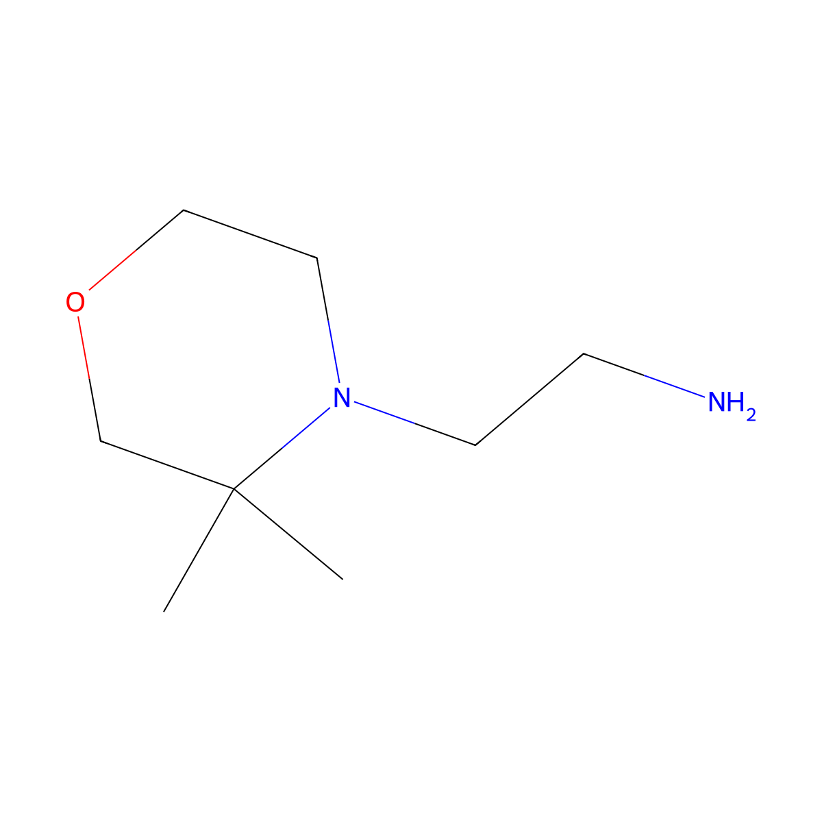 2-(3,3-Dimethylmorpholin-4-yl)ethan-1-amine molecular structure, CAS 1258649-63-6