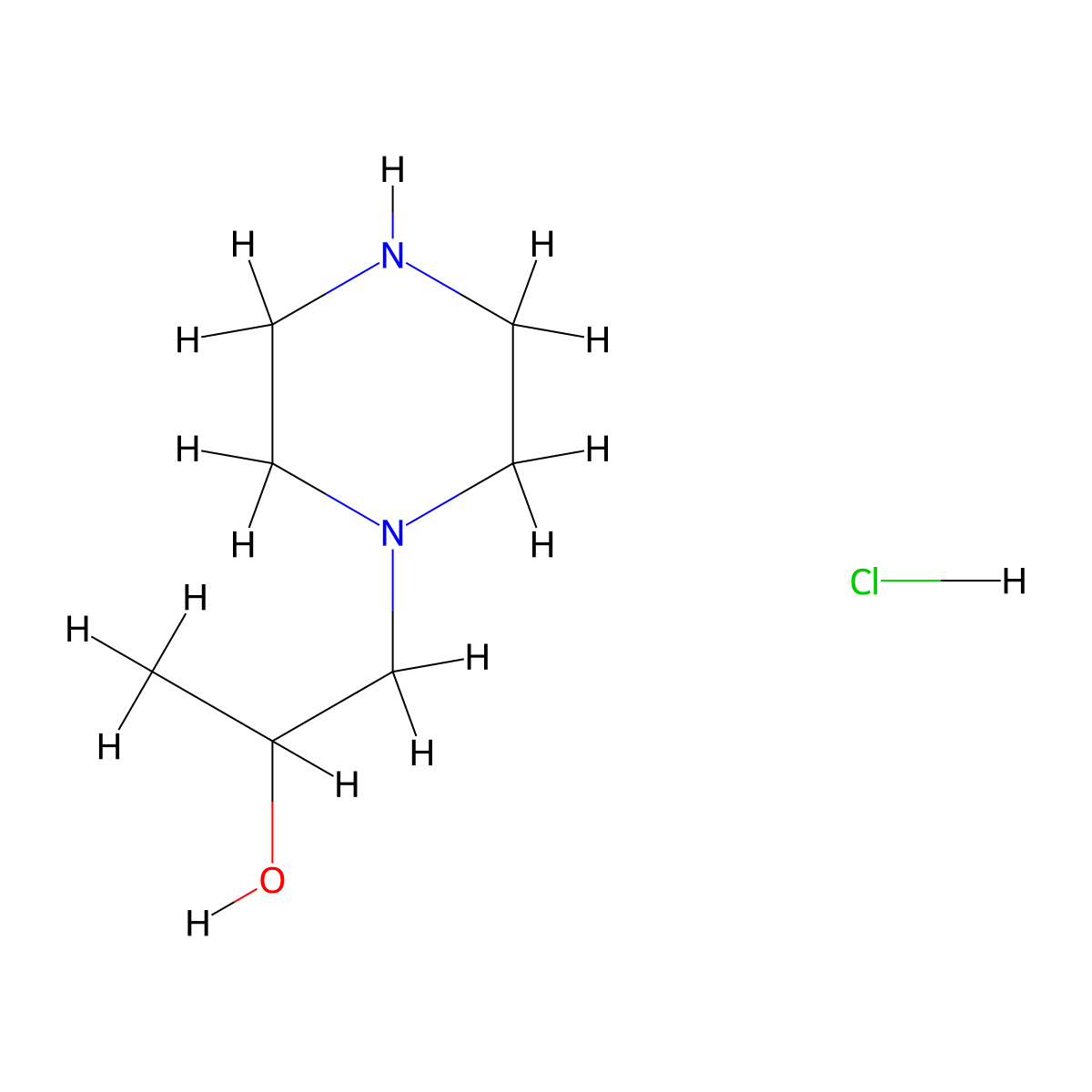 1-(Piperazin-1-yl)propan-2-ol hydrochloride molecular structure, CAS 1258649-67-0