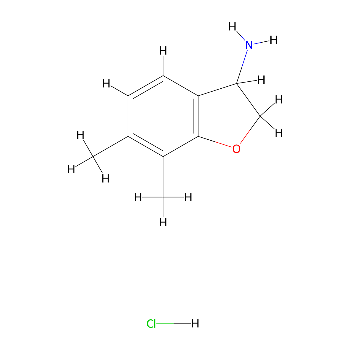 6,7-Dimethyl-2,3-dihydro-1-benzofuran-3-amine hydrochloride molecular structure, CAS 1258649-70-5