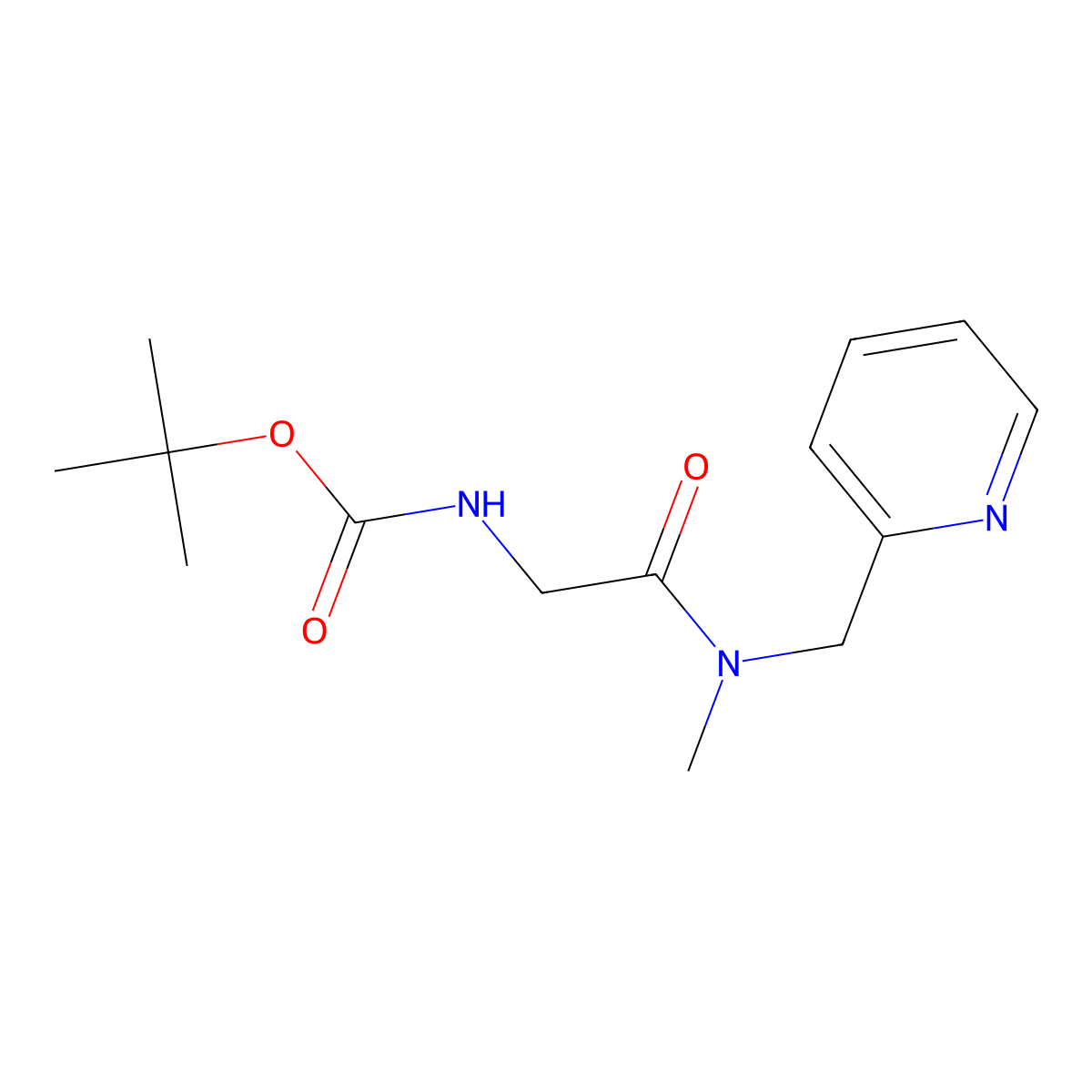 tert-Butyl (2-(methyl(pyridin-2-ylmethyl)amino)-2-oxoethyl)carbamate molecular structure, CAS 1258649-76-1