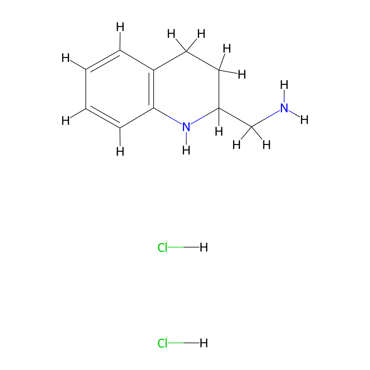 1,2,3,4-Tetrahydroquinolin-2-ylmethanamine dihydrochloride molecular structure, CAS 1258649-81-8