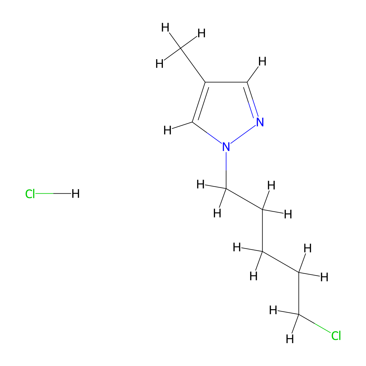 1-(5-chloropentyl)-4-methyl-1H-pyrazole hydrochloride molecular structure, CAS 1258649-84-1