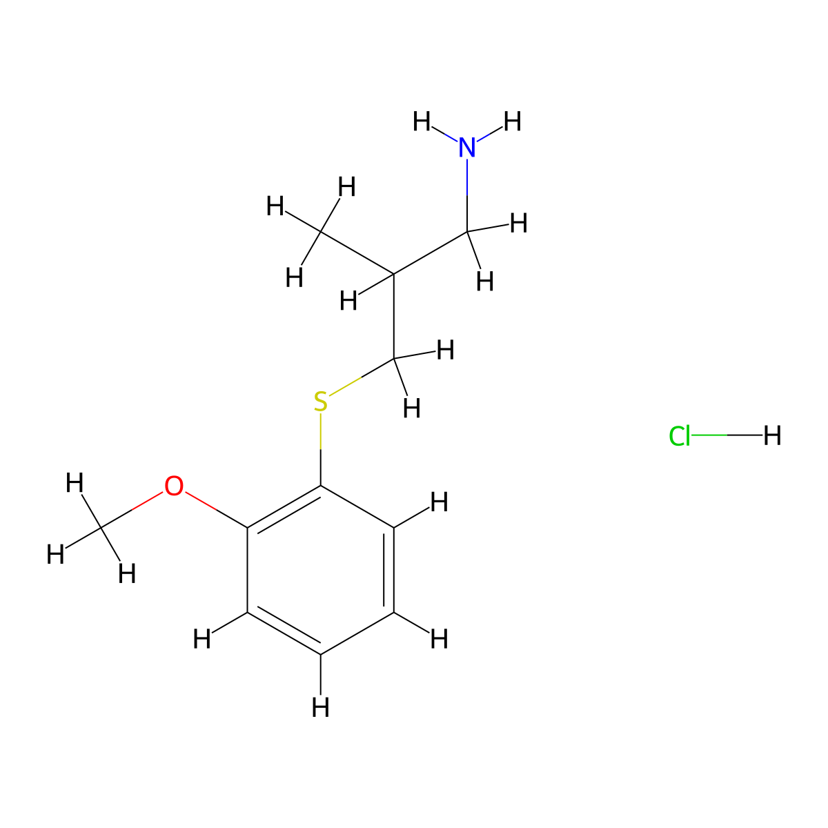 1-[(3-Amino-2-methylpropyl)sulfanyl]-2-methoxybenzene hydrochloride molecular structure, CAS 1258649-90-9