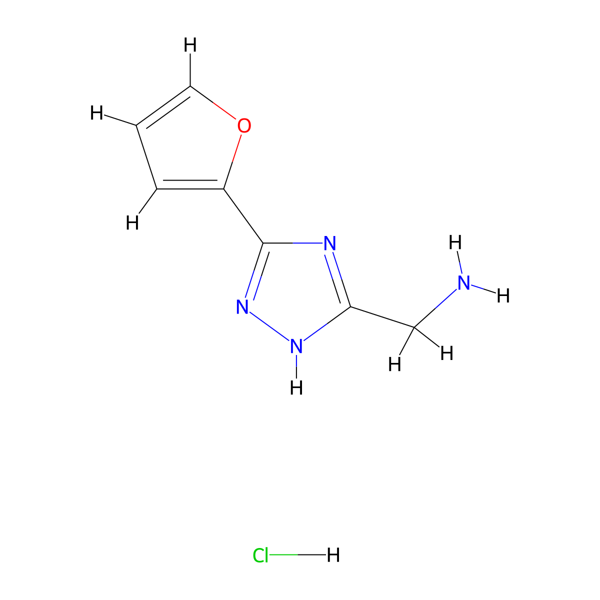 (3-(furan-2-yl)-1H-1,2,4-triazol-5-yl)methanamine hydrochloride molecular structure, CAS 1258649-96-5